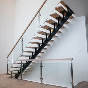 Mono Beam Steel Stringer Stairs With Glass Railings