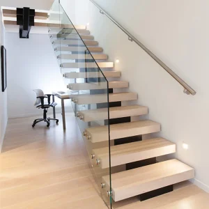 Steel Stringer Stairs frameless glass railings